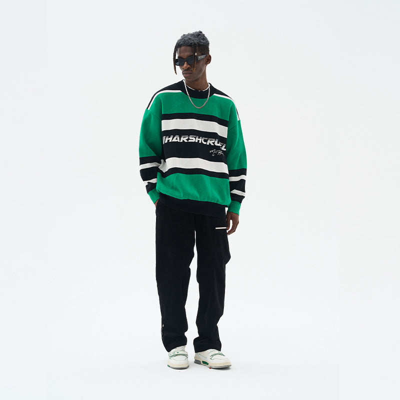 H/C Striped Logo Knit Sweater