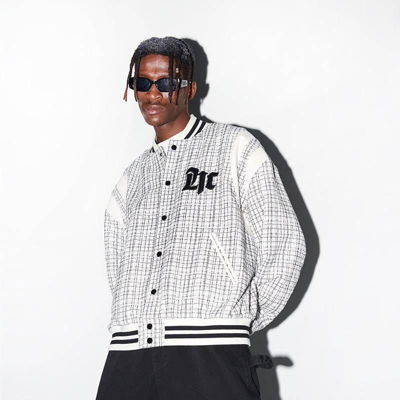 H/C Embroidered Leather Gothic Logo Flannel Jacket