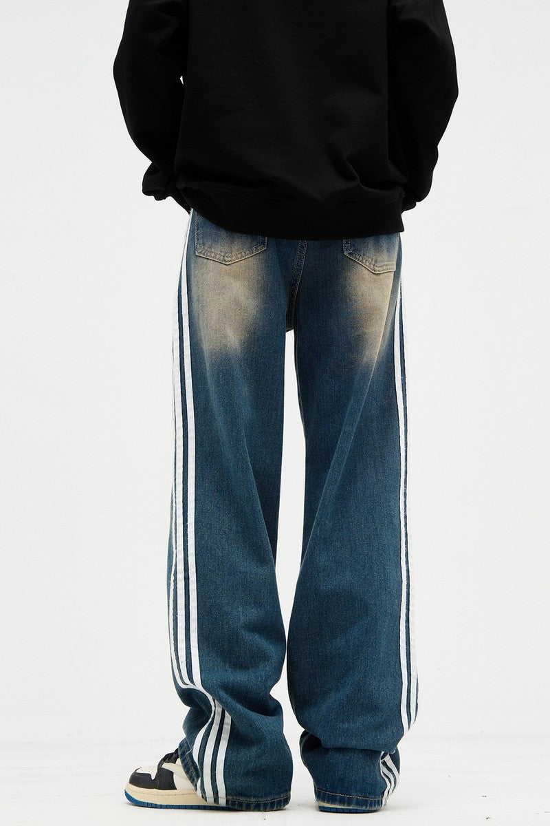 Washed Loose Track Jeans