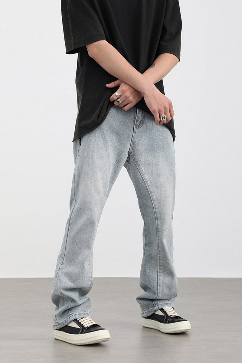 CZ Zipper Pockets Straight Jeans