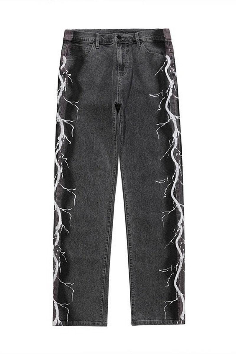 CZ Lightning Print Straight Jeans