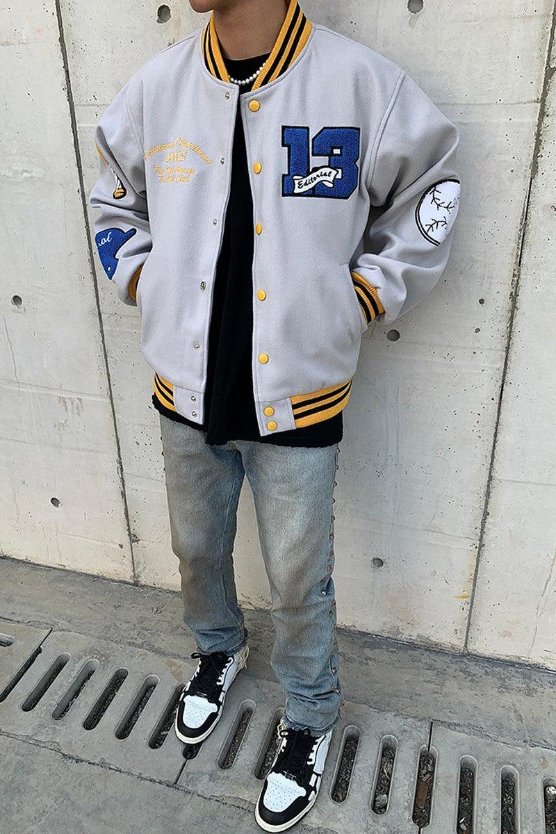 CZ ED Embroidered Woolen Varsity Jacket