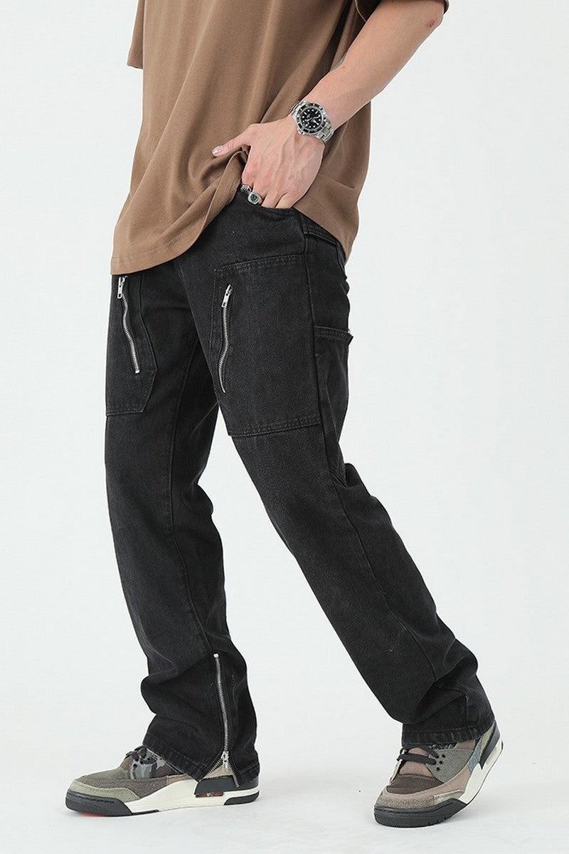 CZ Zipper Straight Jeans