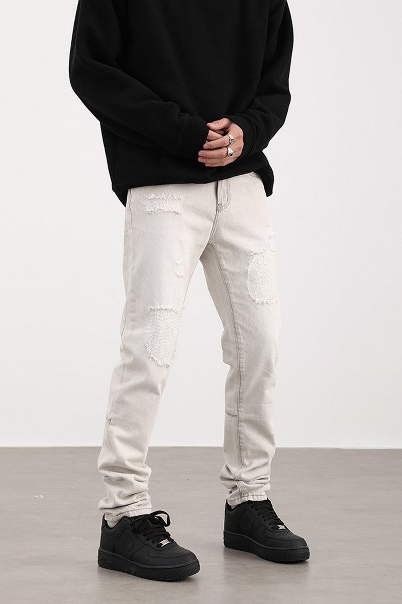 CZ Retro Distressed White Jeans
