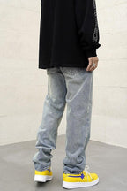 CZ Washed Straight Loose Jeans