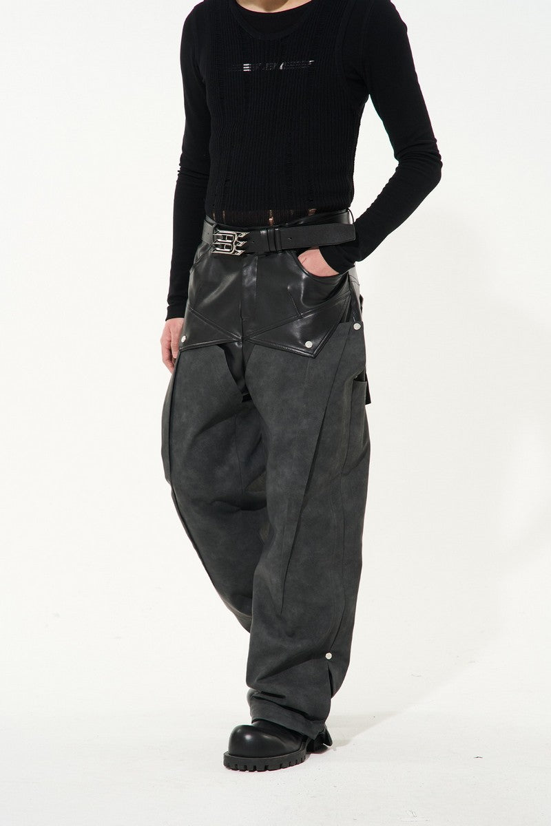 BNP Double Layer Leather Trousers