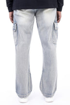 Washed Pockets Flared Jeans