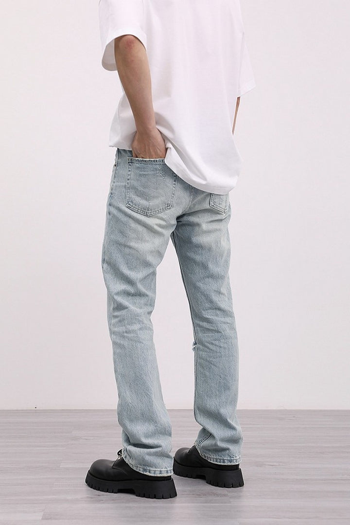 Retro Distressed Straight Jeans