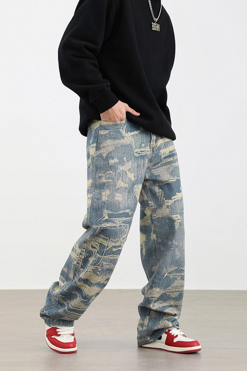 Distressed Patches Loose Jeans - EU Only