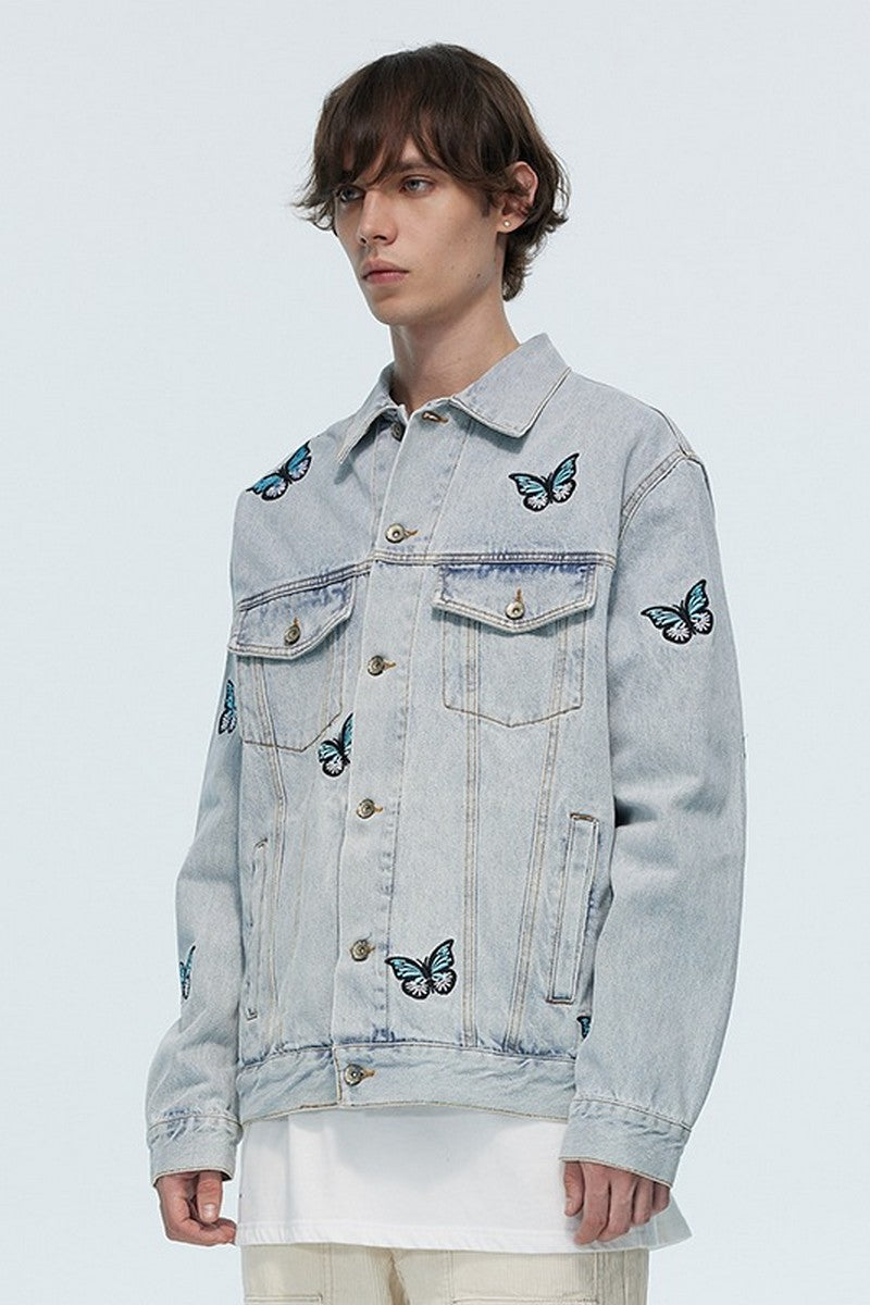 Old Order Butterfly Embroidered Jeans Jacket