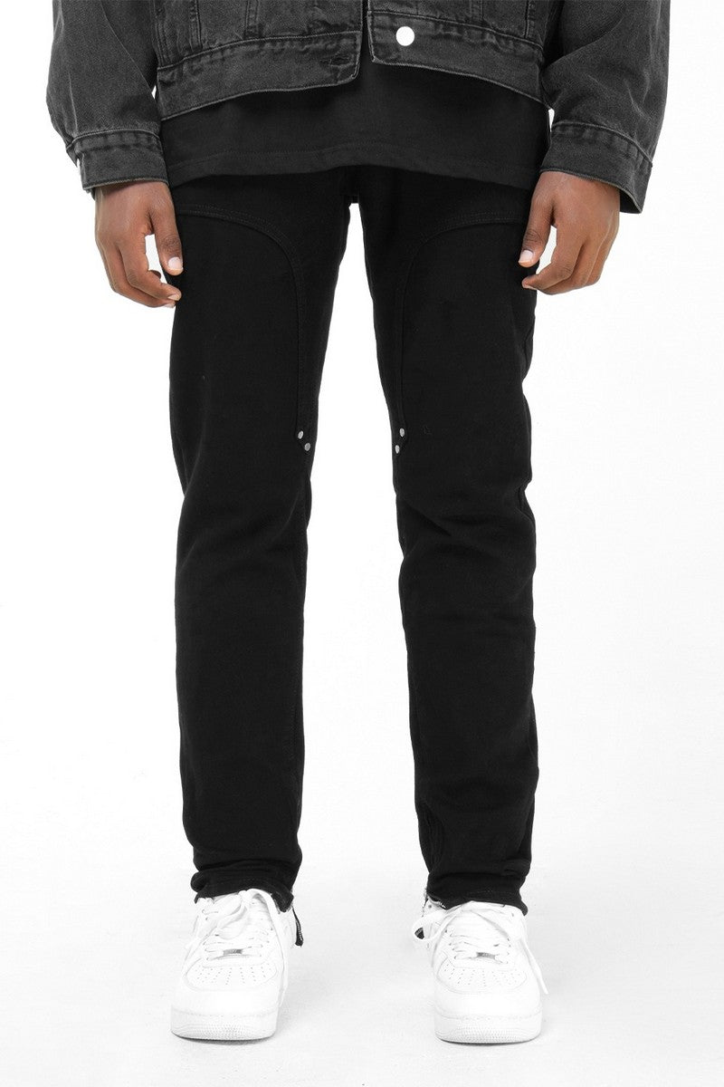 CZ Zipper Straight Washed Jeans