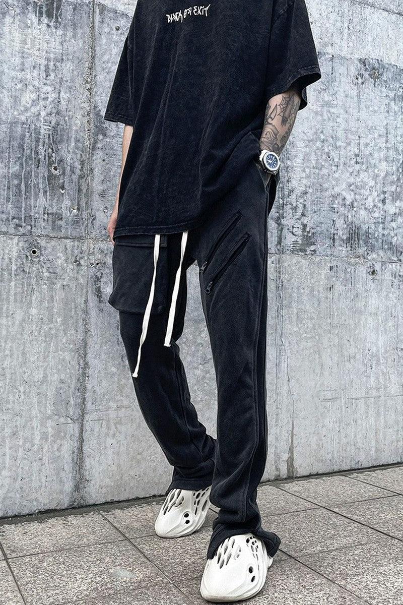 CZ Front Pocket Zipper Velvet Pants