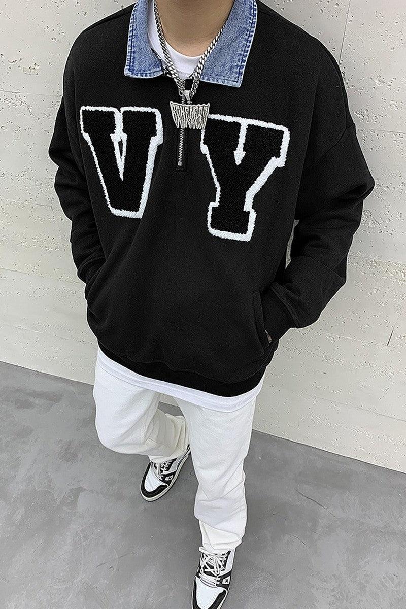 CZ Embroidered Sherpa VY Sweater