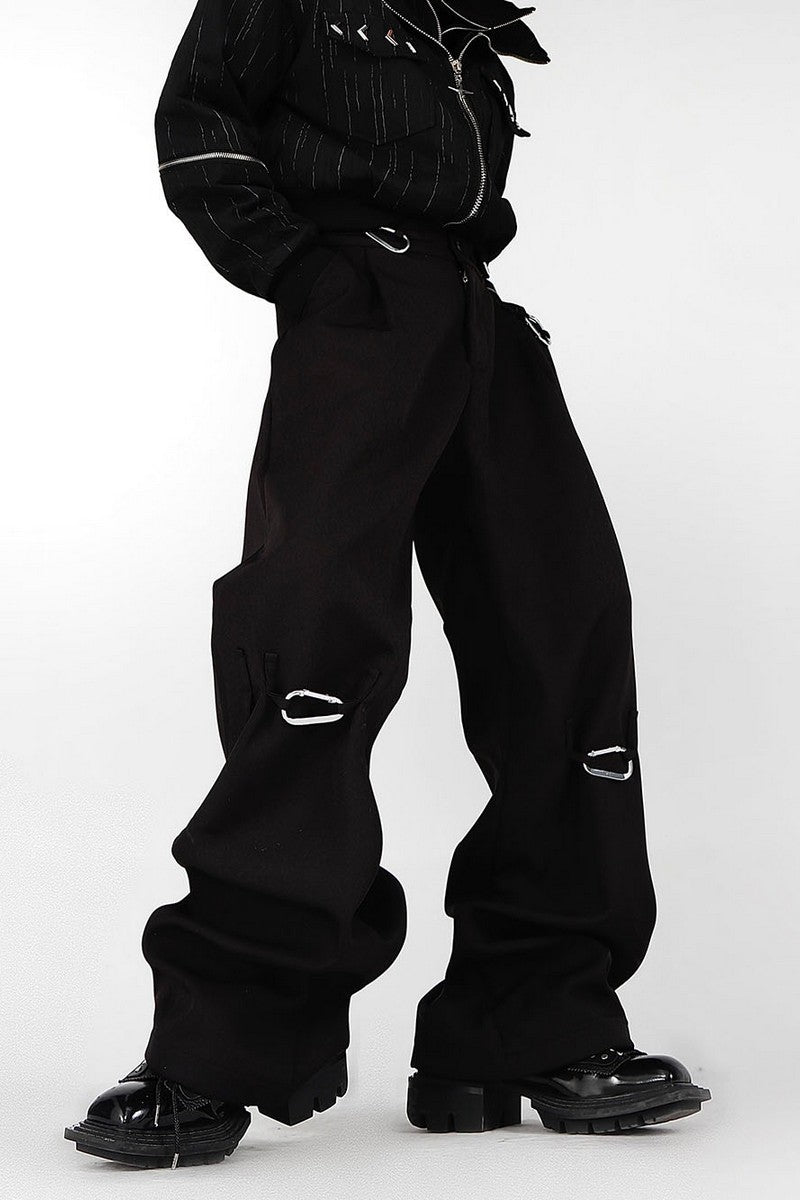 Buckle Straight Loose Trousers