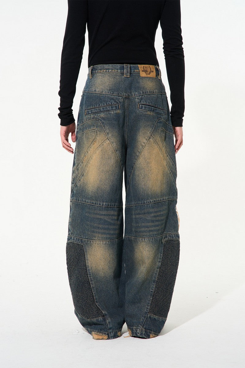 Distressed Washed Oversized Jeans