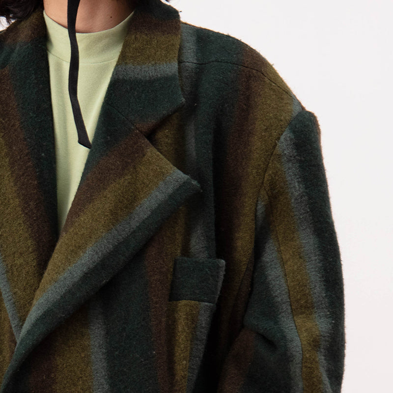 Mix7 Striped Heavy Wool Coat