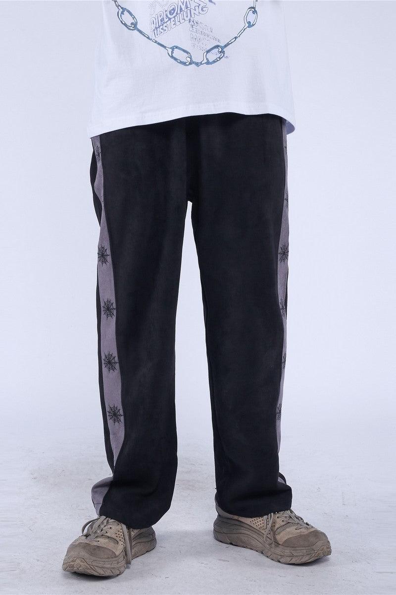 CZ Spider Web Embroidered Velvet Pants