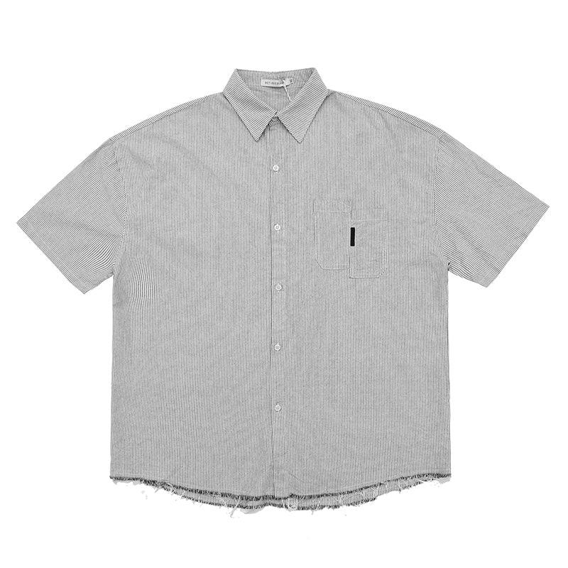 CZ Ripped Striped Button Up Shirt