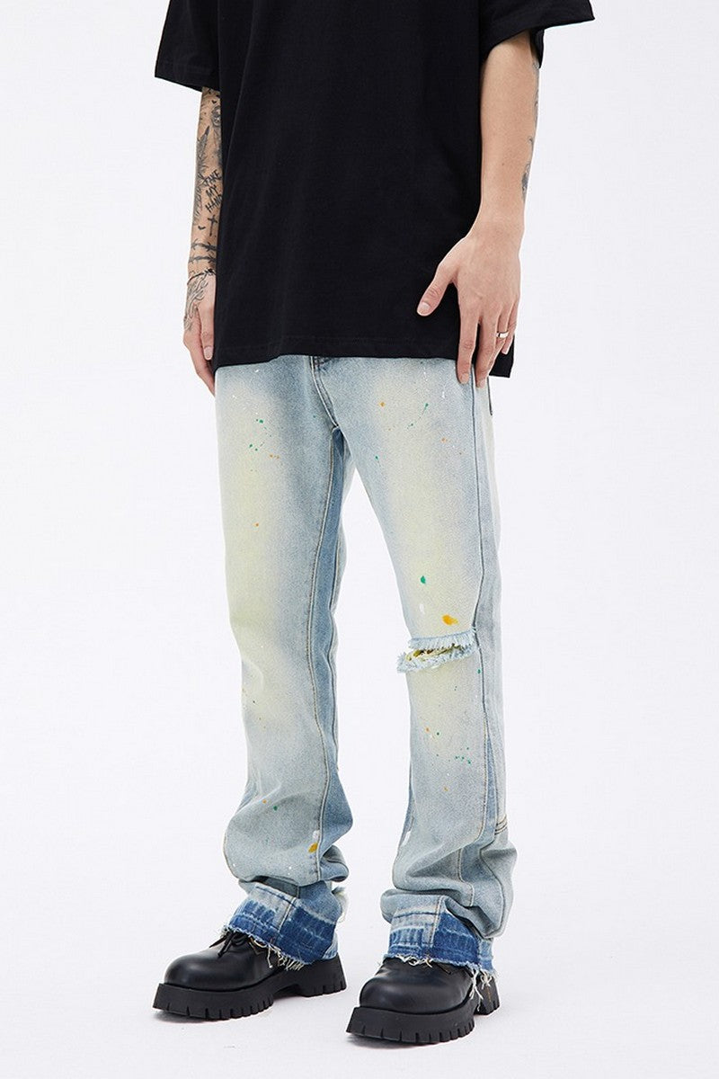 Splash Ink Washed Flared Jeans
