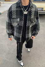 CZ Plaid Stitched Shirt