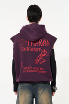 Screw Print Sleveless Hoodie