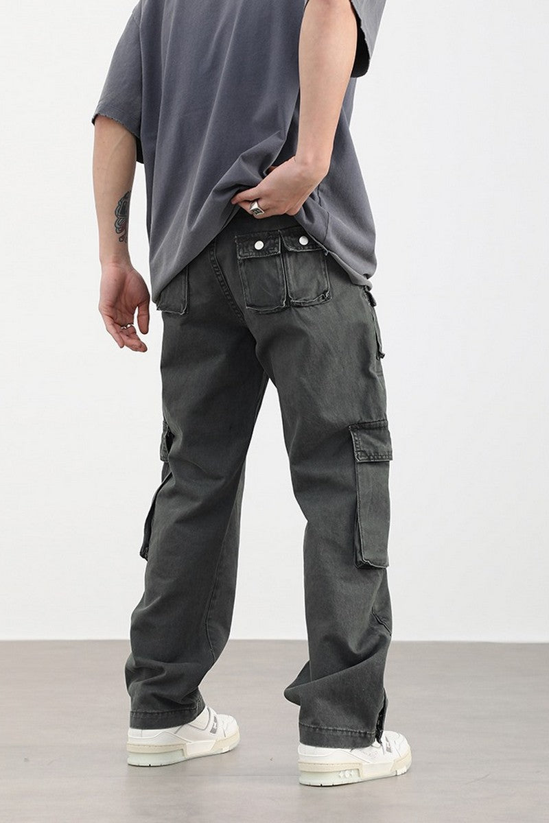 Retro Washed Multi Pocket Trousers