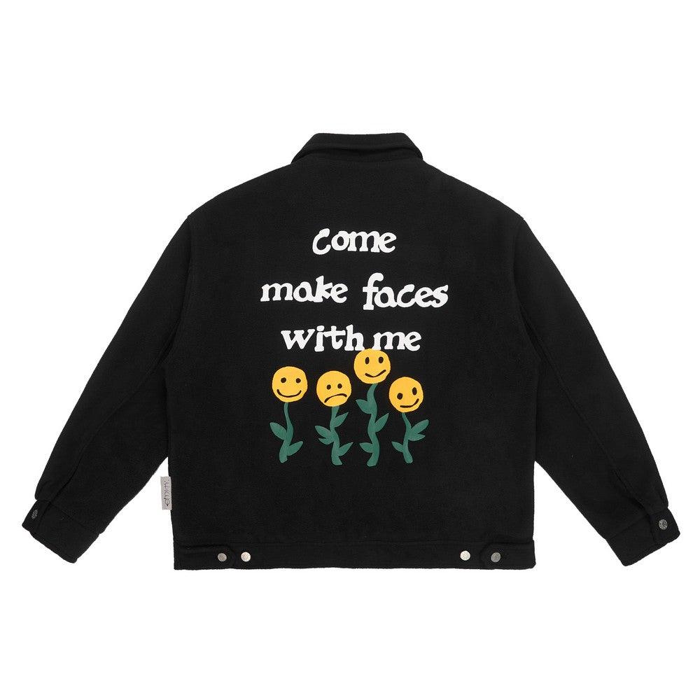 Empty Reference Smiley Print Fleece Jacket