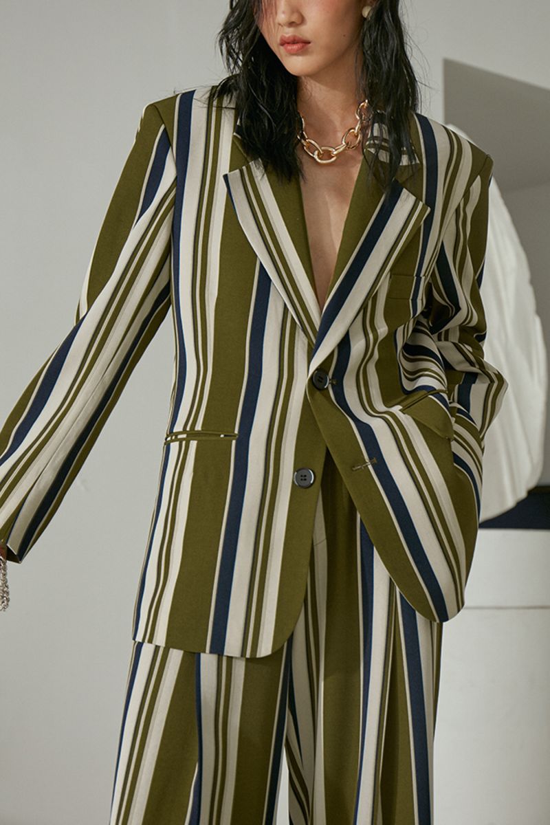 Mix7 Retro Striped Suit Jacket