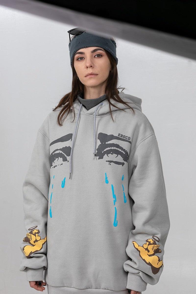 Error Code Tearing Angel Foam Print Hoodie