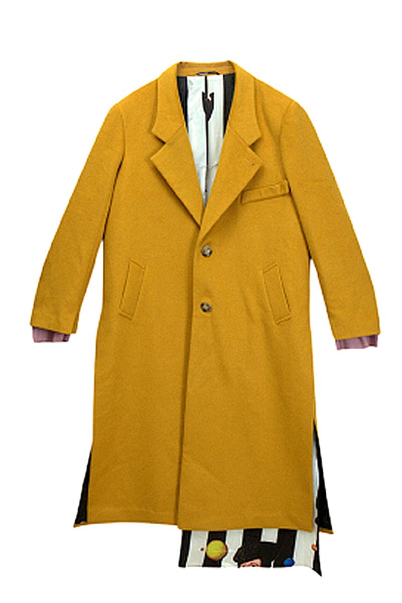 Mix7 Printed Yellow Woolen Coat