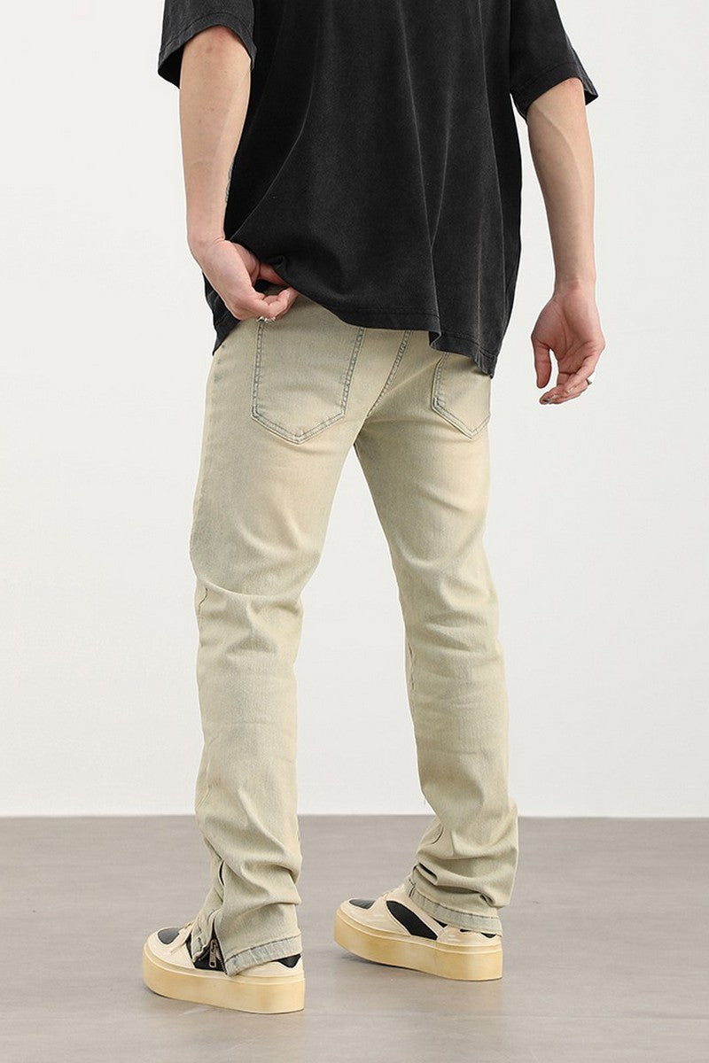 Retro Mud Wash Slit Jeans