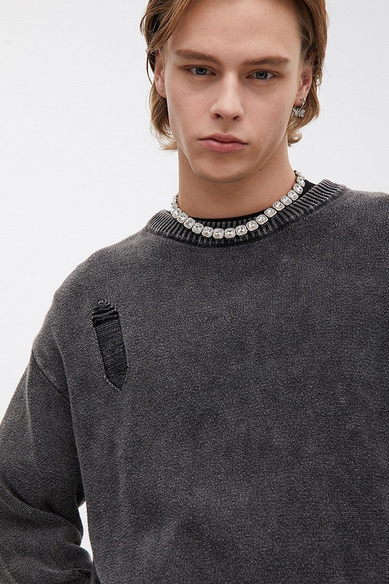 CZ Distressed Retro Sweater