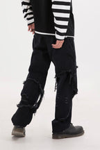 CZ Washed Ripped Jeans