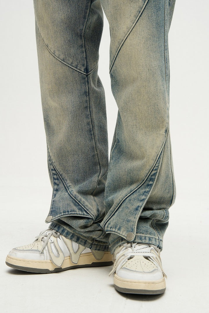 Flared Layered Washed Jeans