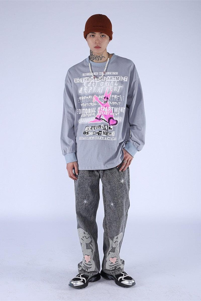 CZ Praying Skull Washed Jeans