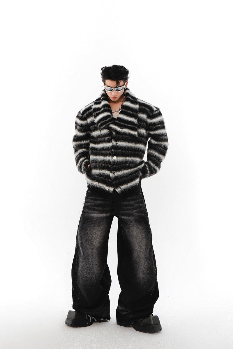 Striped Mohair Knit Sweater