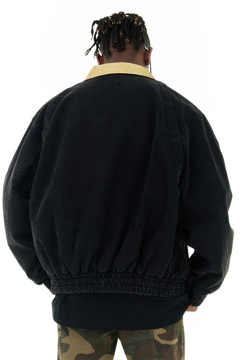 CZ Leather Collar Basic Jacket