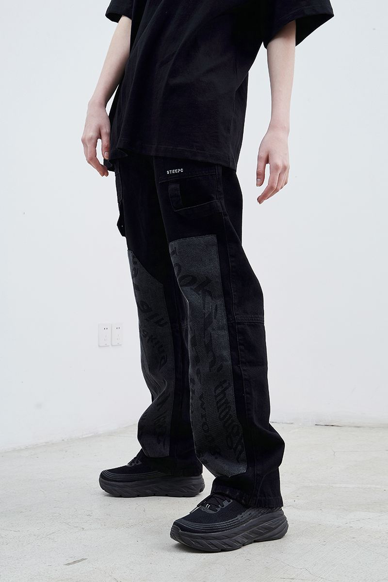 STEEPC Black Patch Loose Jeans