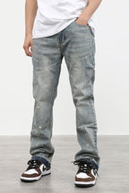CZ Washed Straight Flared Jeans