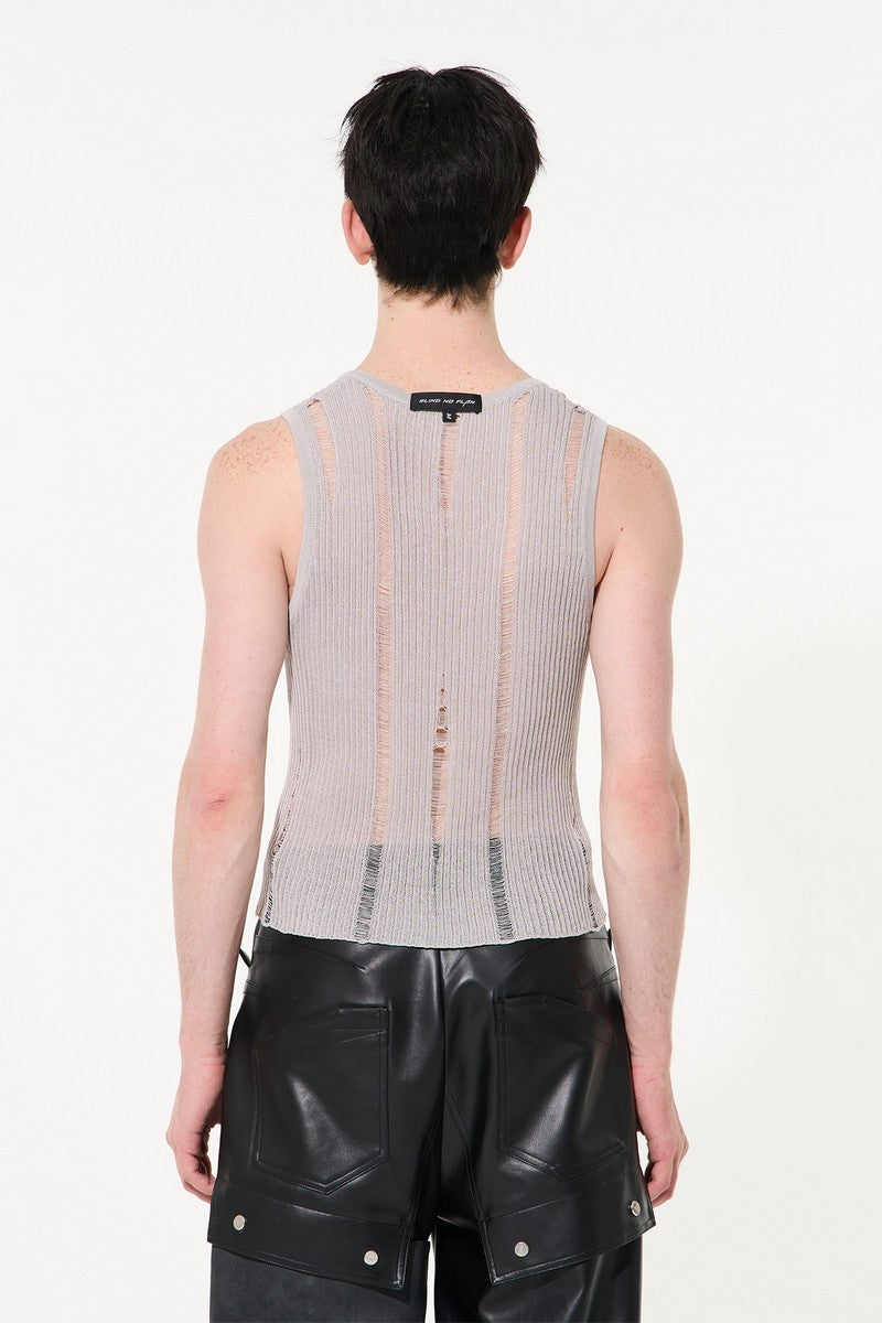 Knitted Distressed Vest Tee