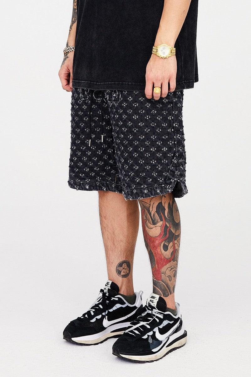 F2CE Embroidered Logo Jeans Shorts