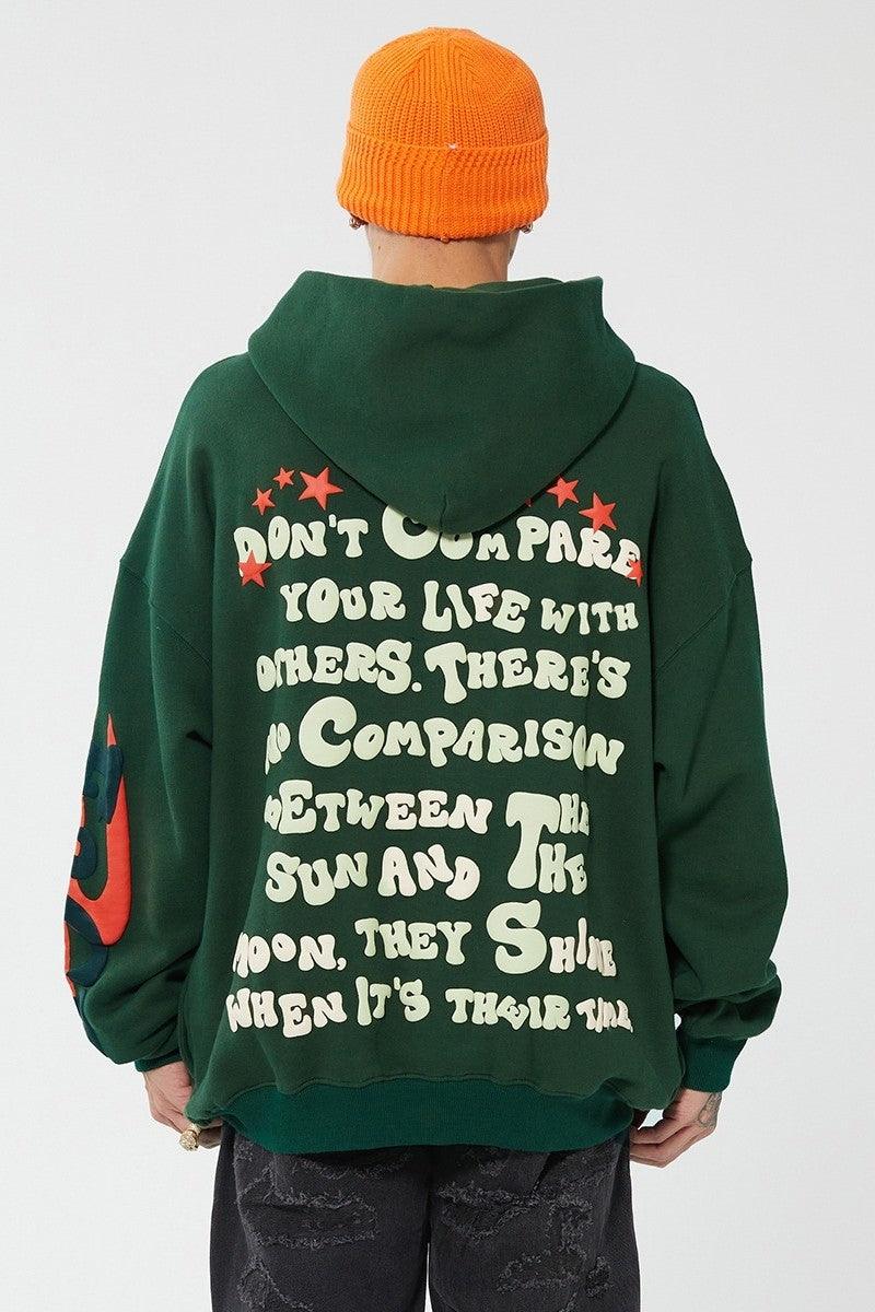 Puff Print Loose Hoodie