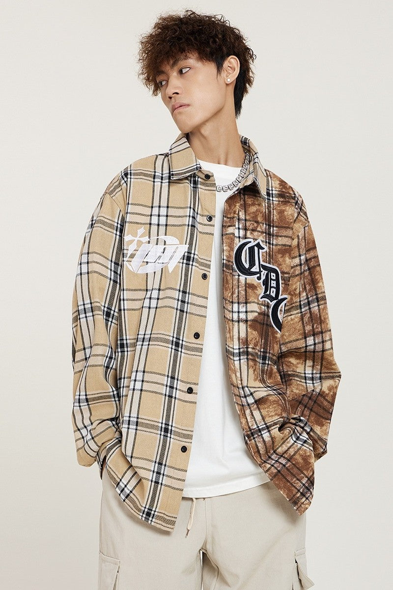 CZ Plaid Embroidered L/S Shirt