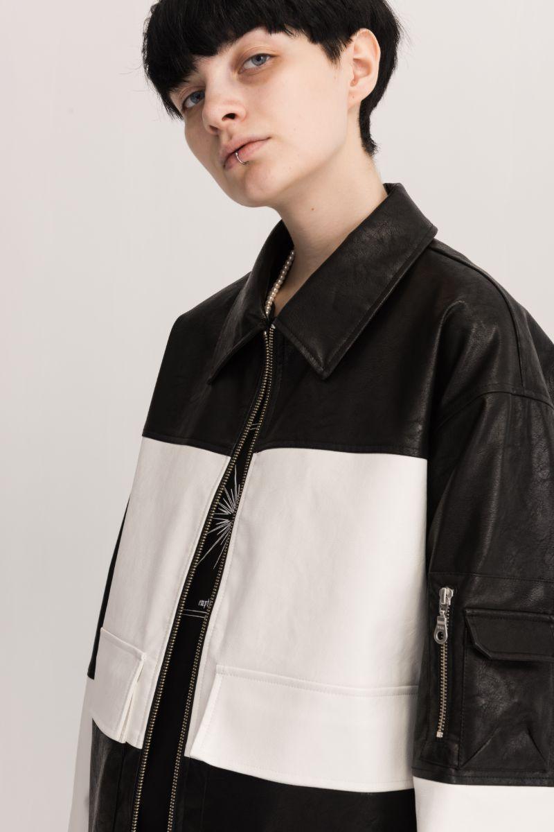 Empty Reference Contrast Leather Jacket