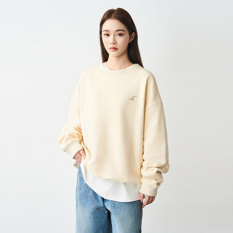 Basic Embroidered Round Neck Sweater