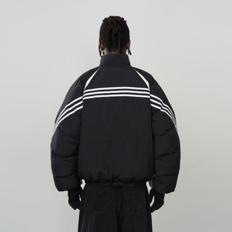 Contrast Irregular Embroidered Logo Down Jacket