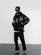 H/C Embroidered Clouds Woolen Varsity Jacket - UK Only
