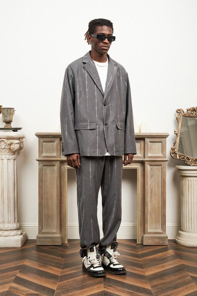 Empty Reference Thorn Print Straight Trousers