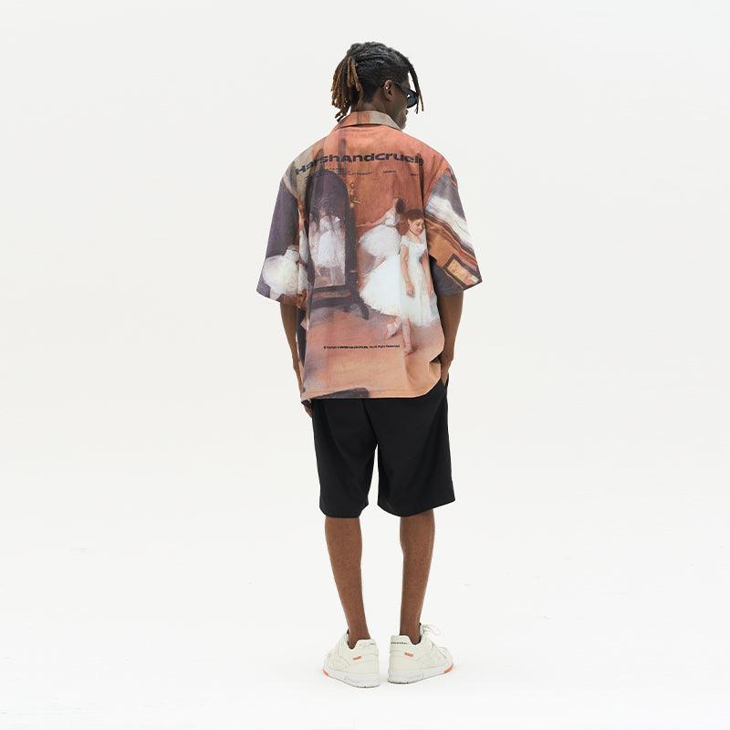 H/C Ballet Oil Painting Full Print Cuban Shirt