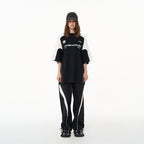 H/C  Stitching Loose Round Neck Logo Tee